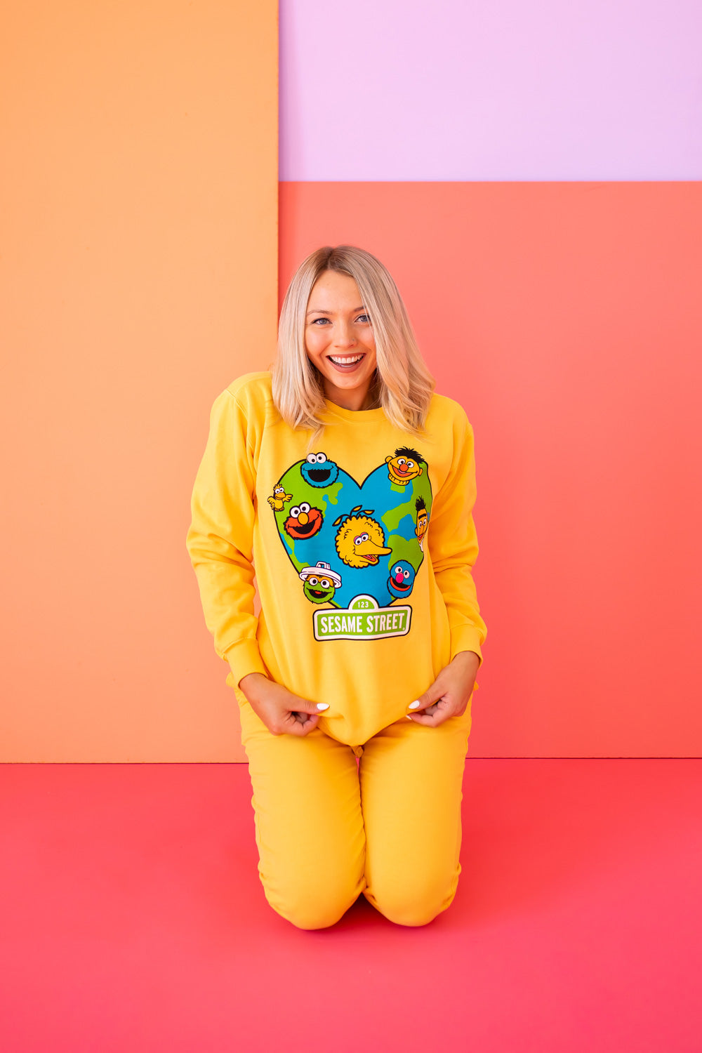 World Heart Sesame Street Womens Sweatshirt Yellow