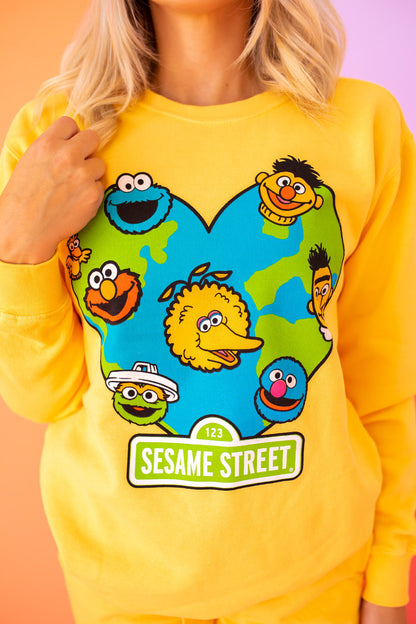 World Heart Sesame Street Womens Sweatshirt Yellow