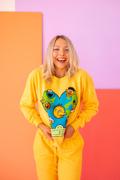 World Heart Sesame Street Womens Sweatshirt Yellow