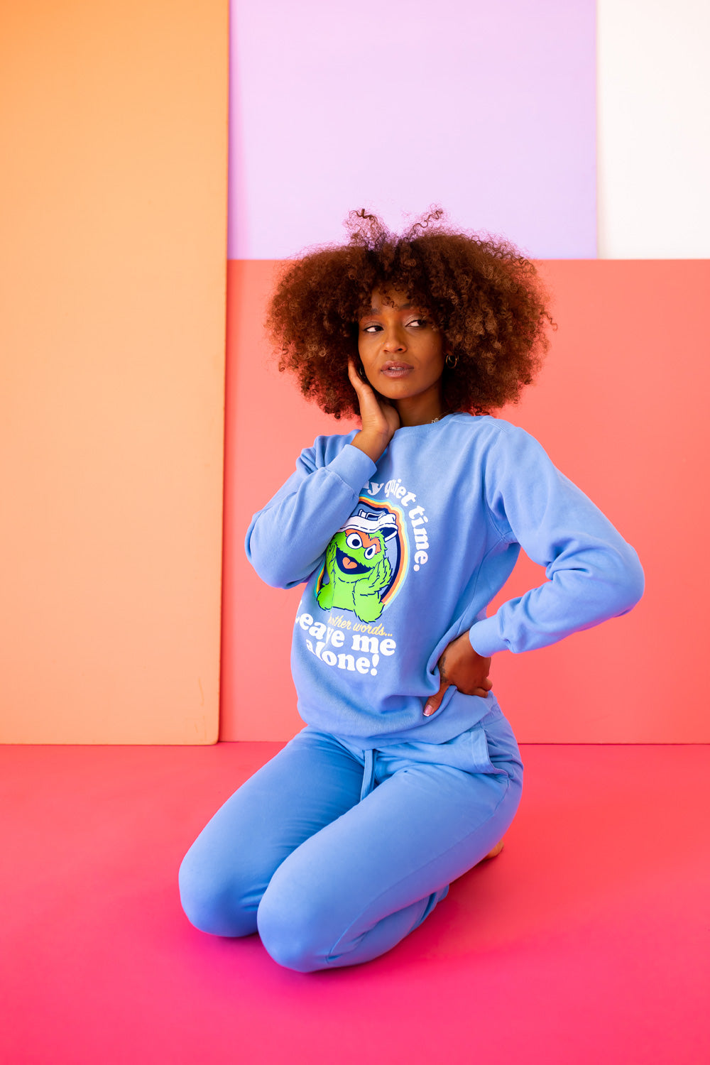 Anti-Social Oscar The Grouch Sesame Street Womens Sweatshirt Blue