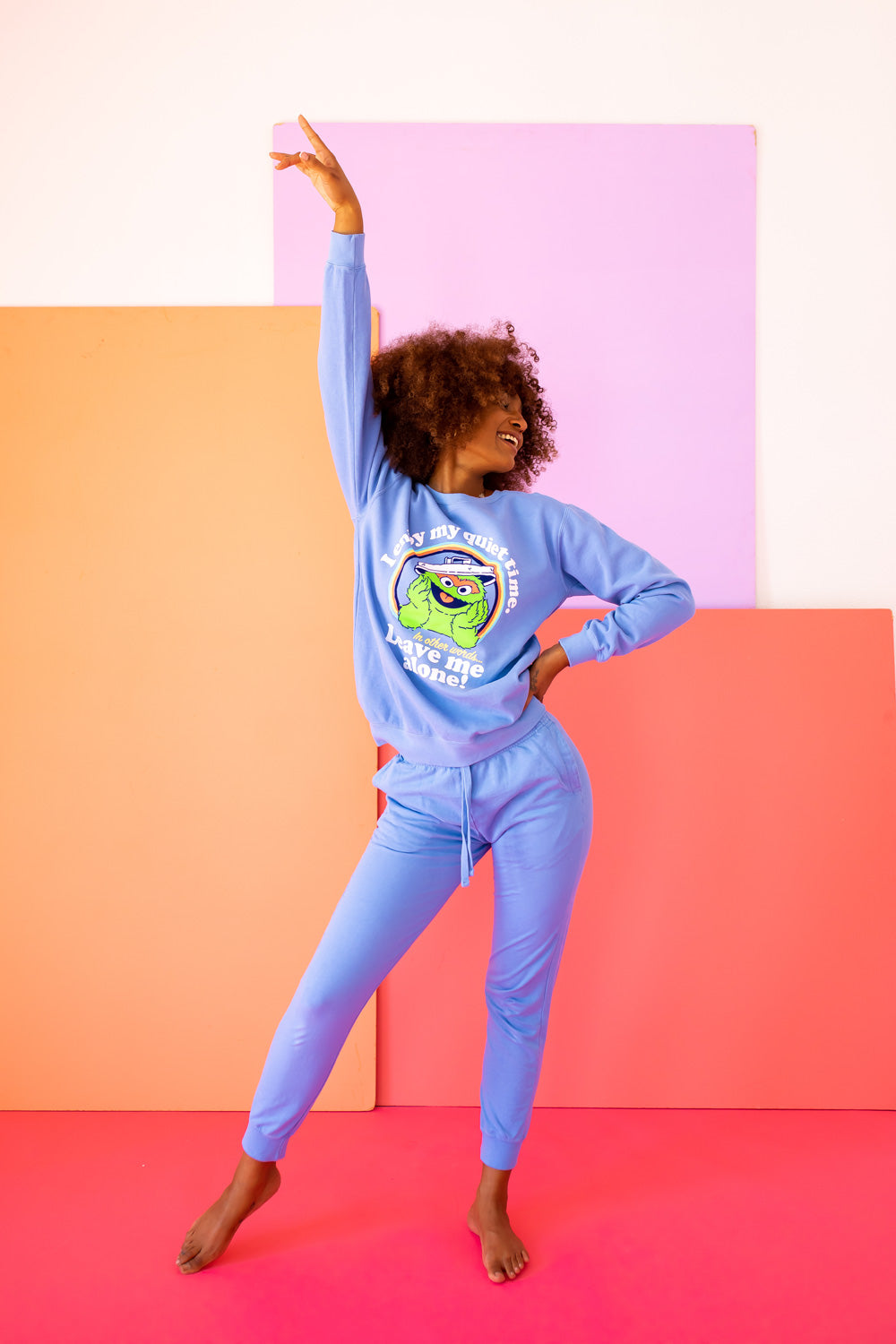 Anti-Social Oscar The Grouch Sesame Street Womens Sweatshirt Blue