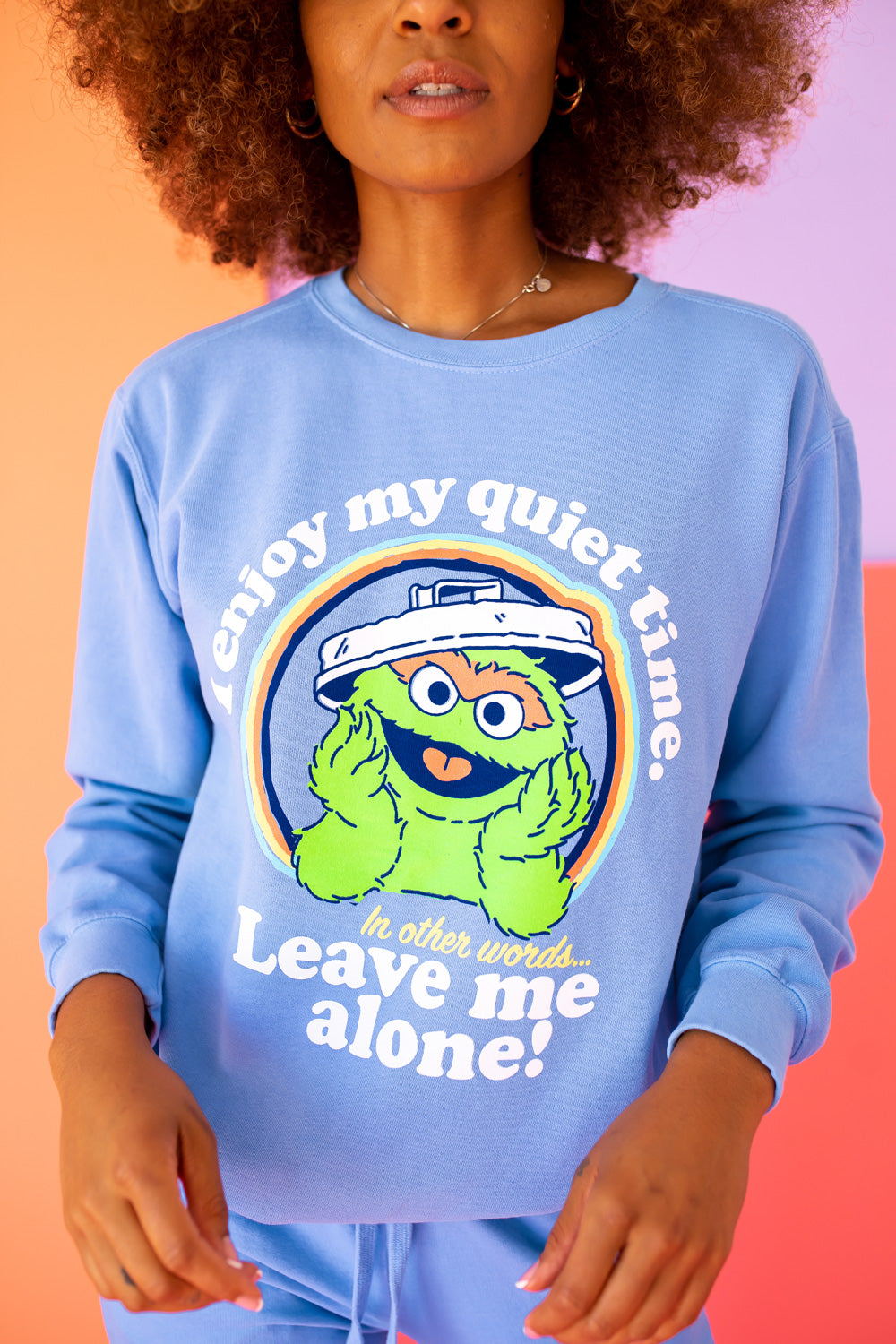 Anti-Social Oscar The Grouch Sesame Street Womens Sweatshirt Blue