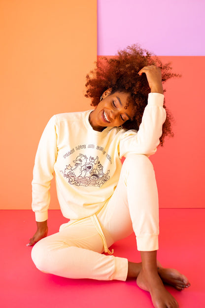 Peace Love and Sesame Street Womens Sweatshirt Ivory