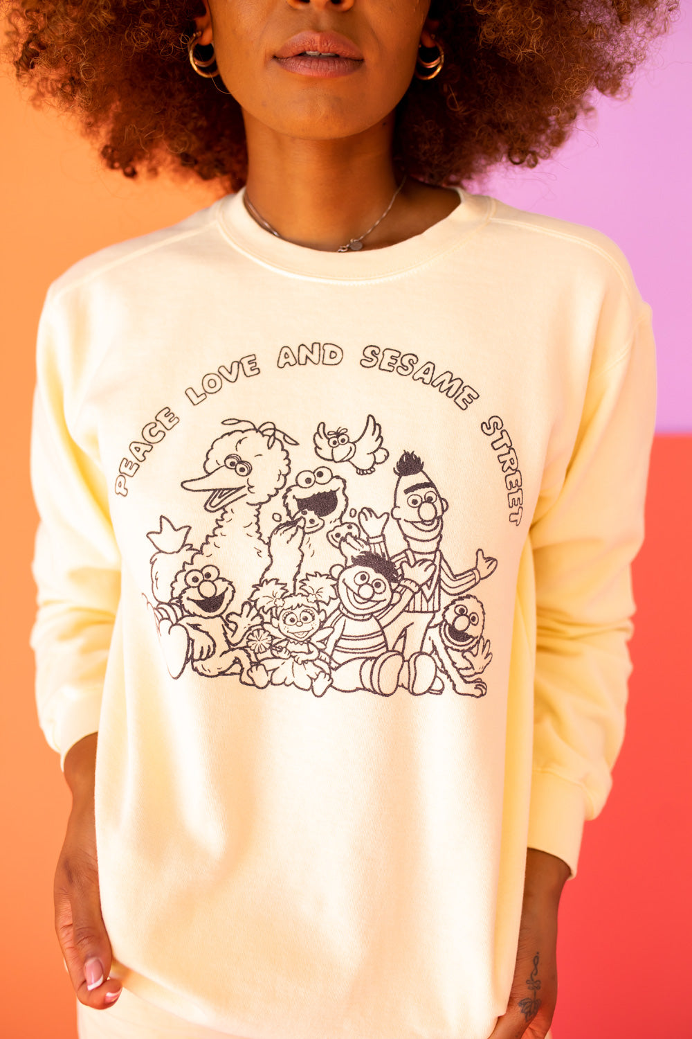 Peace Love and Sesame Street Womens Sweatshirt Ivory