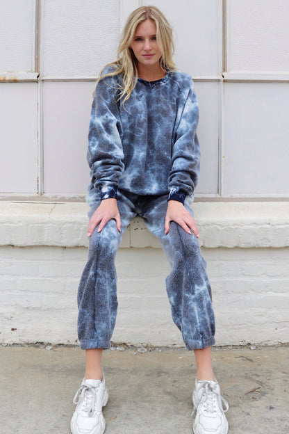 Plush Crewneck Pullover Tie-Dye