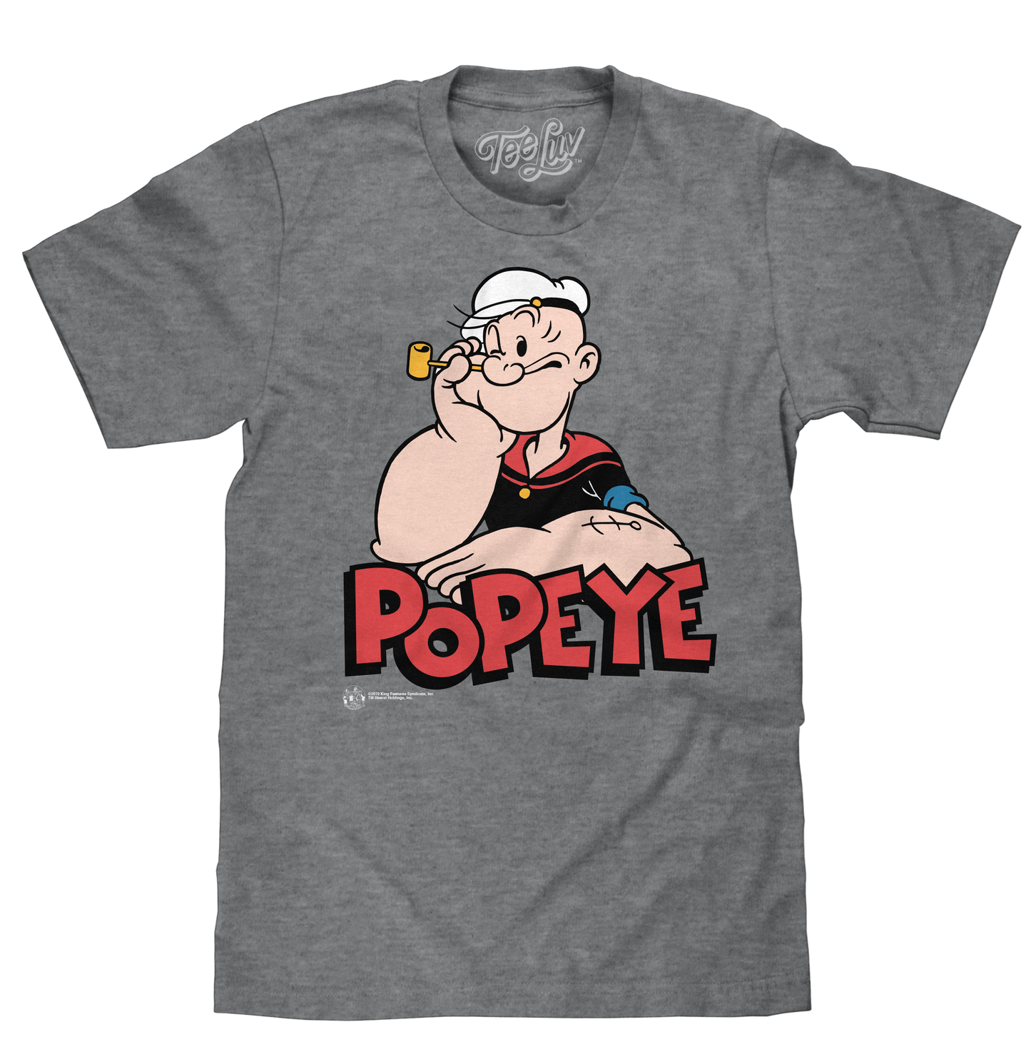 Retro Popeye Mens T Shirt Officially Licensed Graphite Gray Heather