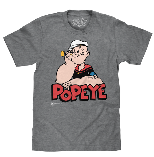 Retro Popeye Mens T Shirt Officially Licensed Graphite Gray Heather