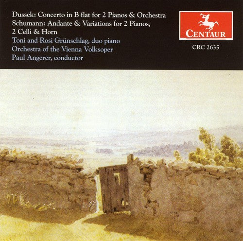 the album cover for Dussek/Schumann - Concerto for 2 Pianos & Orch / Andante & Variation