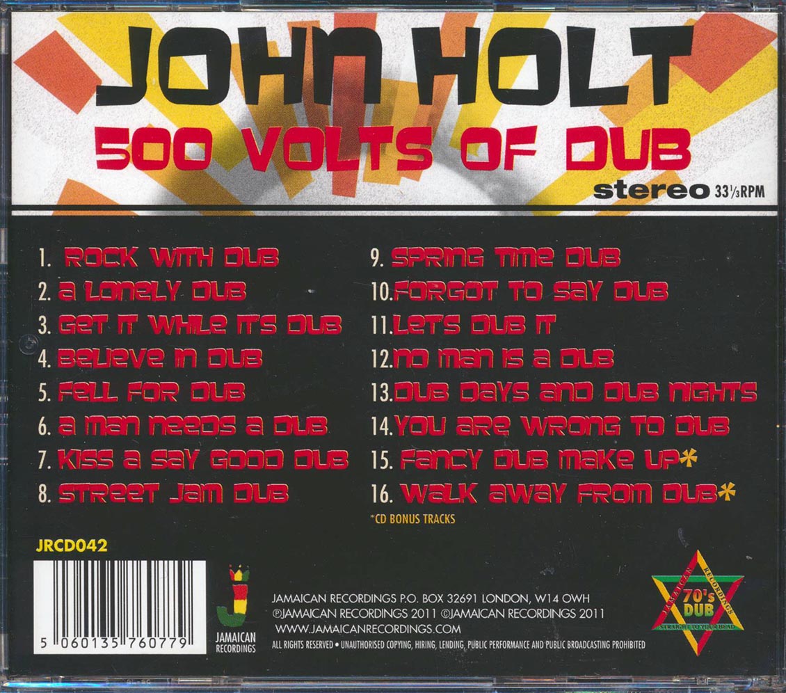 John Holt - 500 Volts Of Dub Music CD