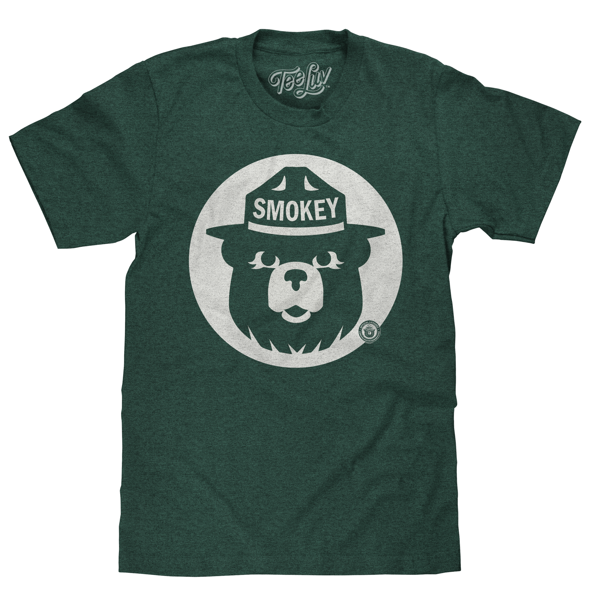 Smokey Bear Shirt Retro Mascot Mens T Shirt Officially Licensed Forest Green