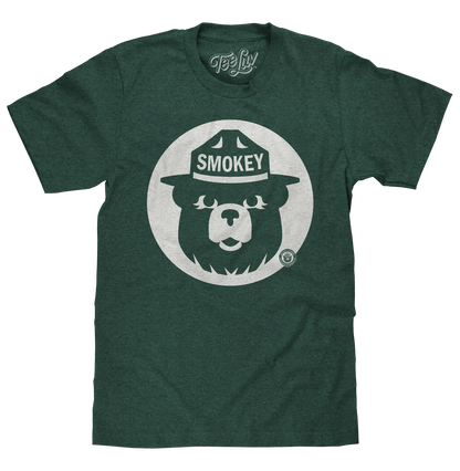 Smokey Bear Shirt Retro Mascot Mens T Shirt Officially Licensed Forest Green