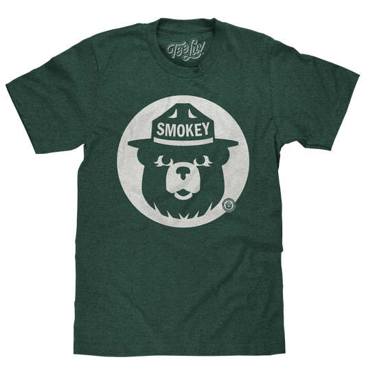 Smokey Bear Shirt Retro Mascot Mens T Shirt Officially Licensed Forest Green