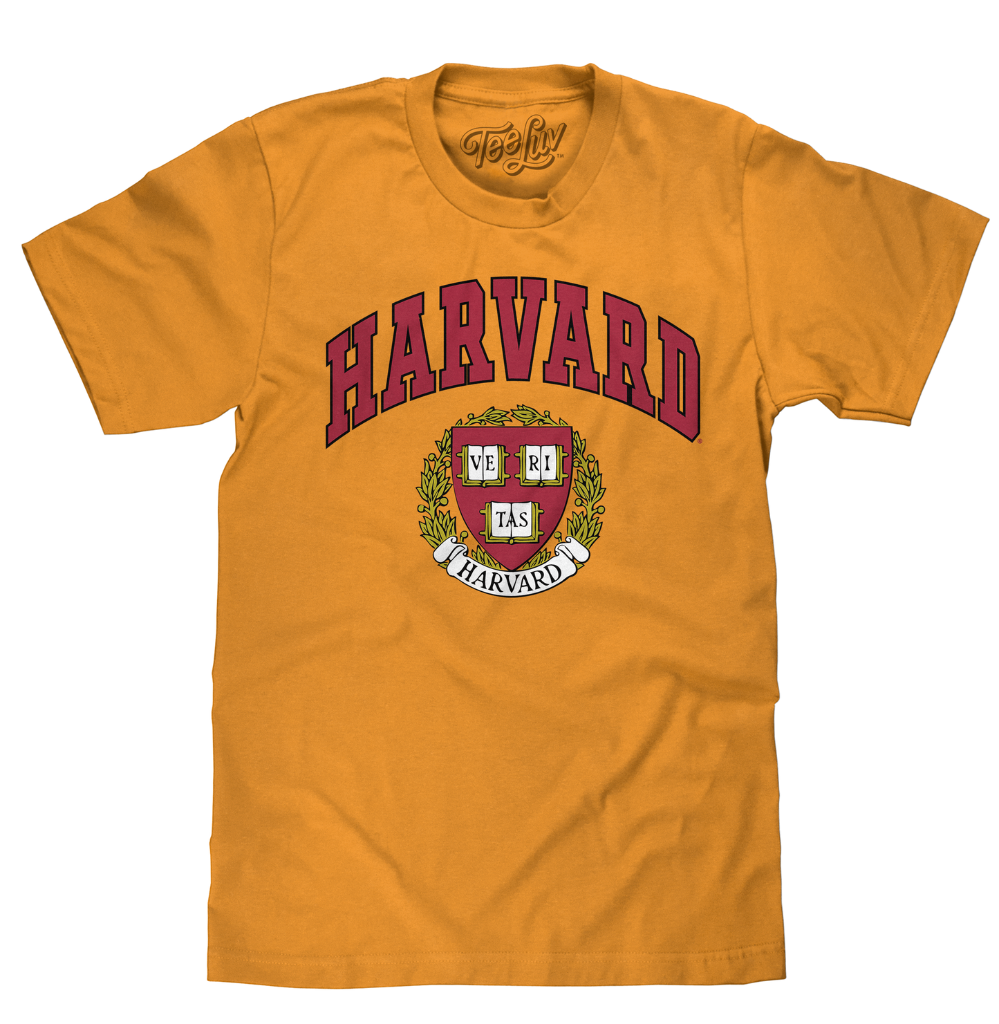 Harvard Veritas Shield College Mens T Shirt Officially Licensed Mustard Yellow