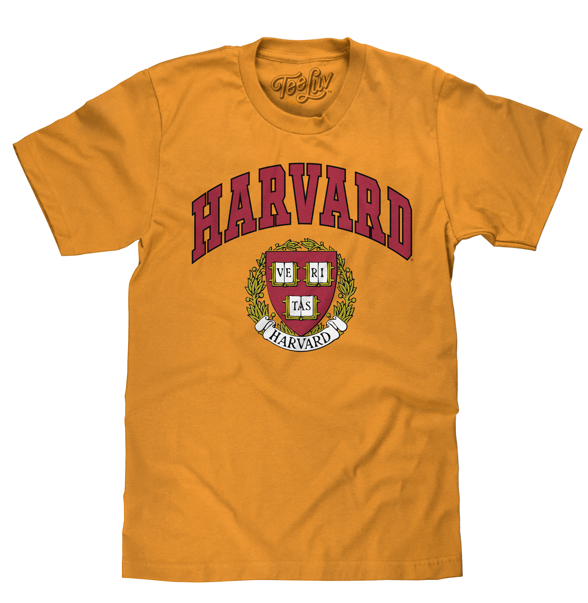 Harvard Veritas Shield College Mens T Shirt Officially Licensed Mustard Yellow
