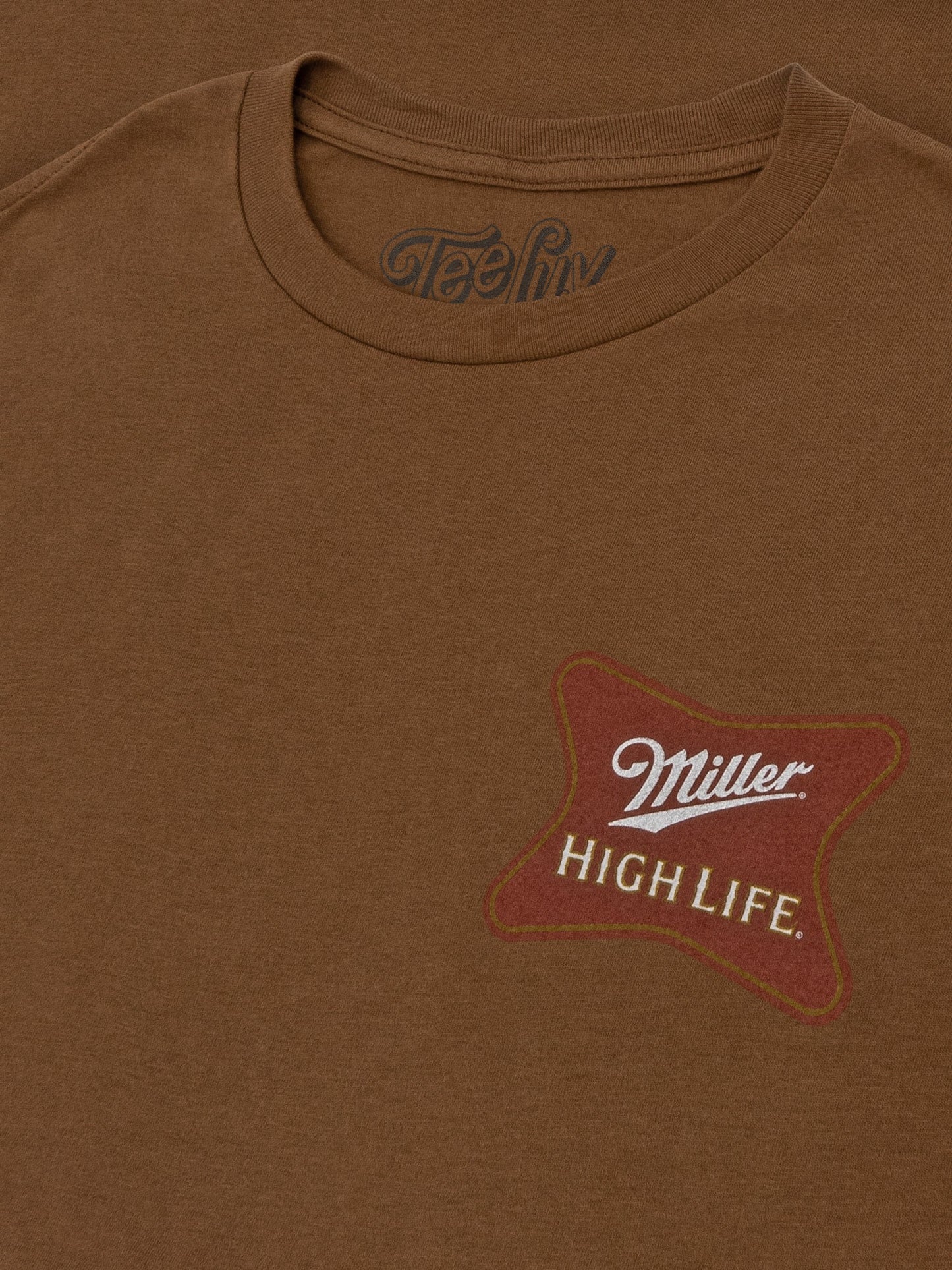 Miller High Life Front and Back Logo Mens T Shirt Officially Licensed Brown Sugar