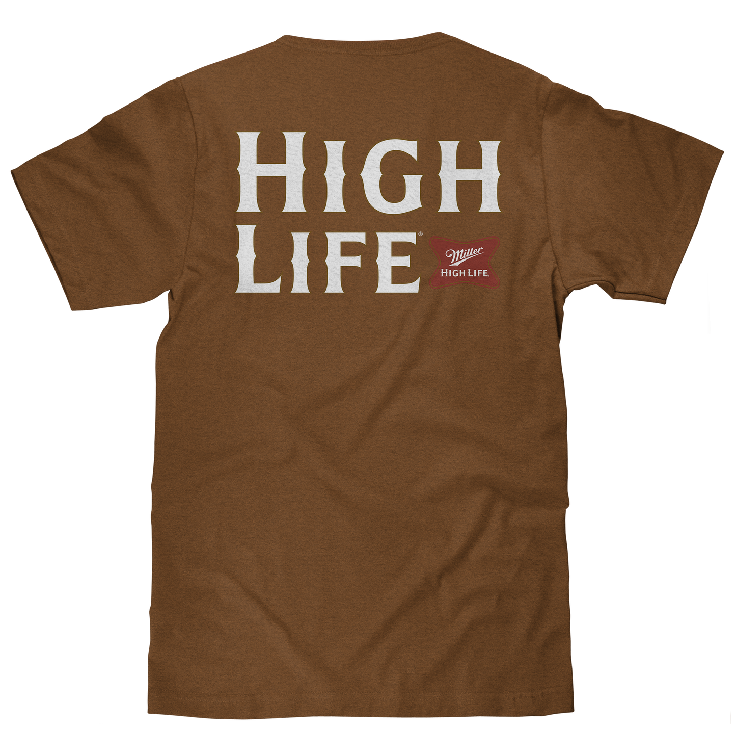 Miller High Life Front and Back Logo Mens T Shirt Officially Licensed Brown Sugar