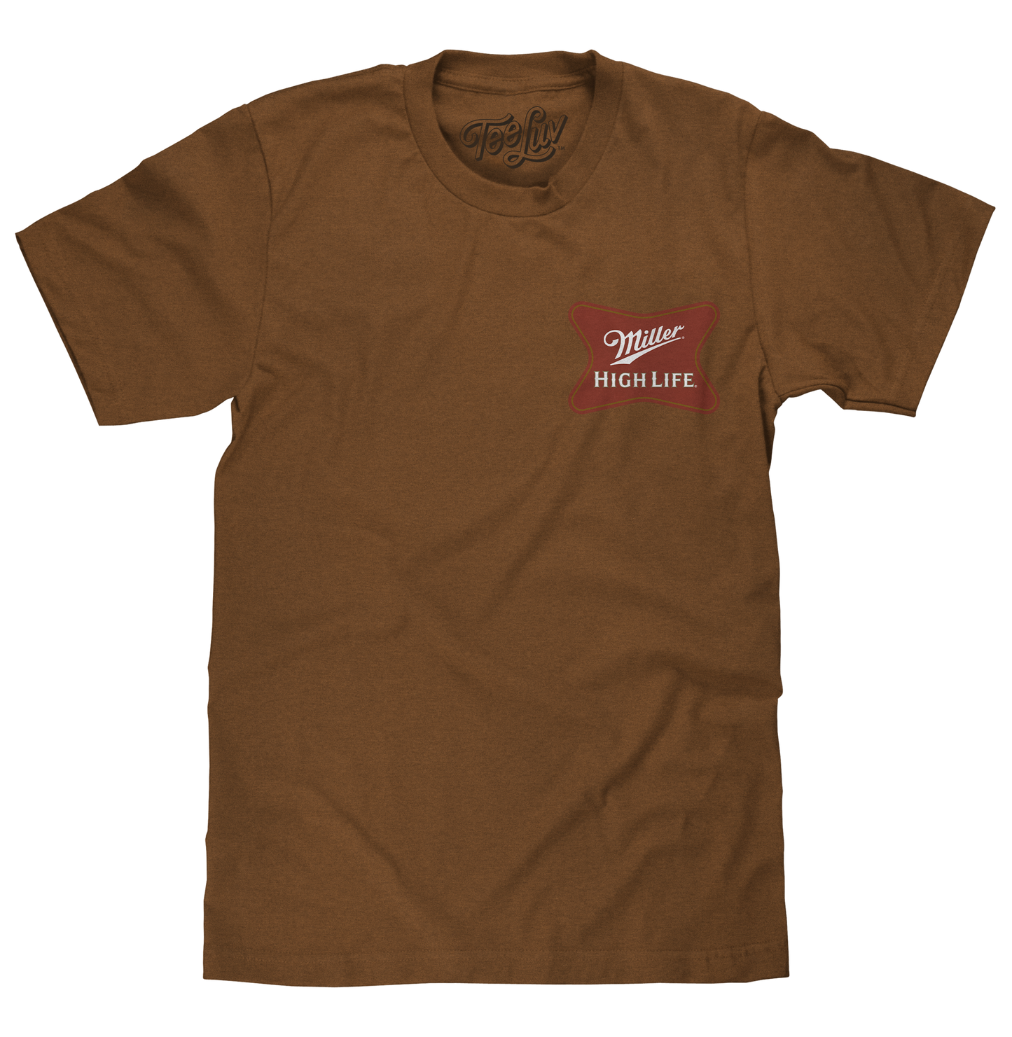 Miller High Life Front and Back Logo Mens T Shirt Officially Licensed Brown Sugar
