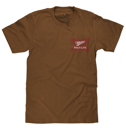 Miller High Life Front and Back Logo Mens T Shirt Officially Licensed Brown Sugar
