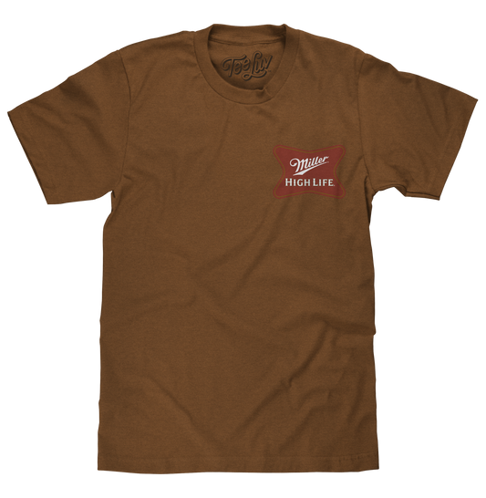 Miller High Life Front and Back Logo Mens T Shirt Officially Licensed Brown Sugar