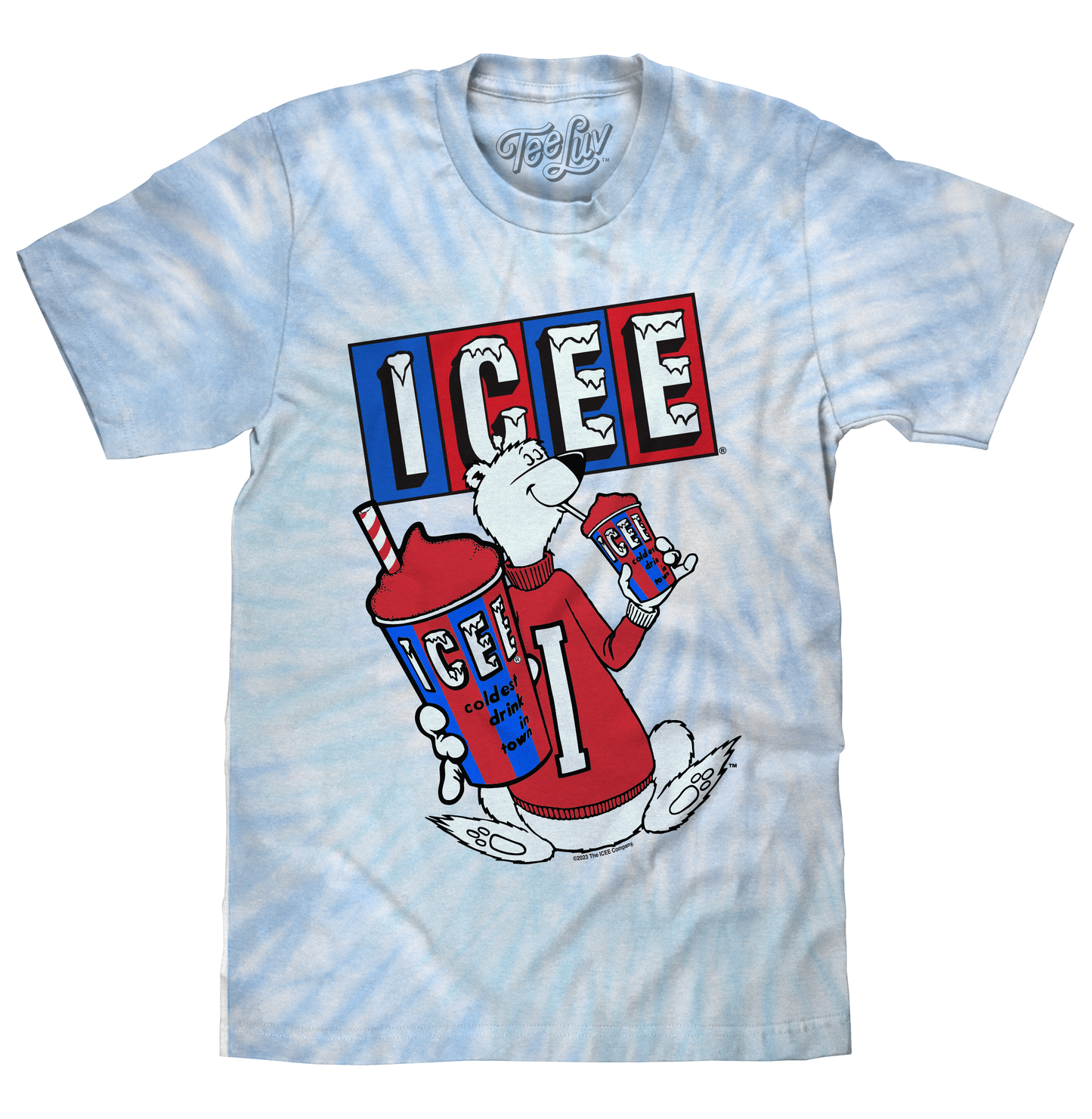 ICEE Polar Bear Tie Dye Mens T Shirt Officially Licensed Blue and Purple Tie Dye