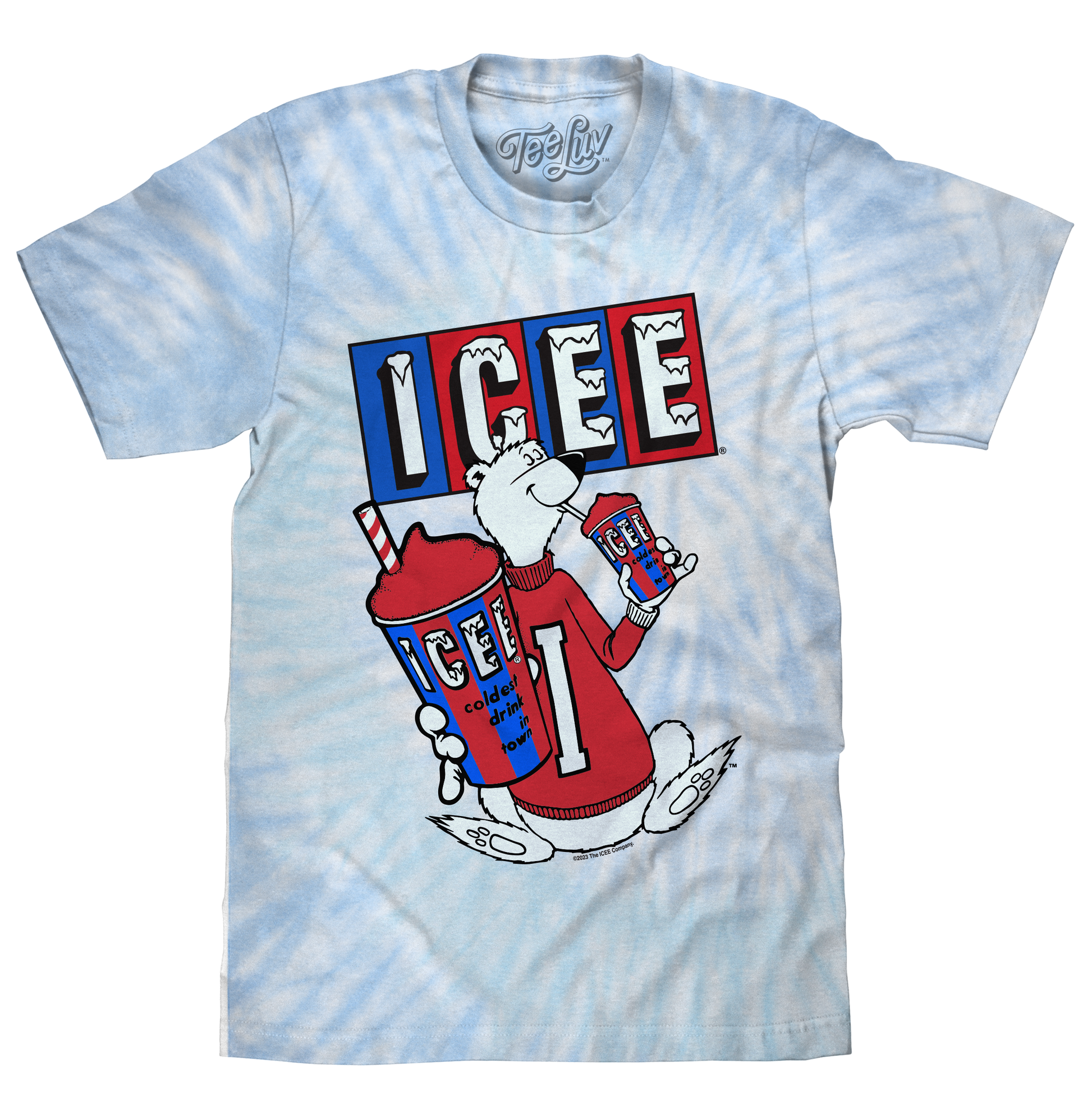 ICEE Polar Bear Tie Dye Mens T Shirt Officially Licensed Blue and Purple Tie Dye