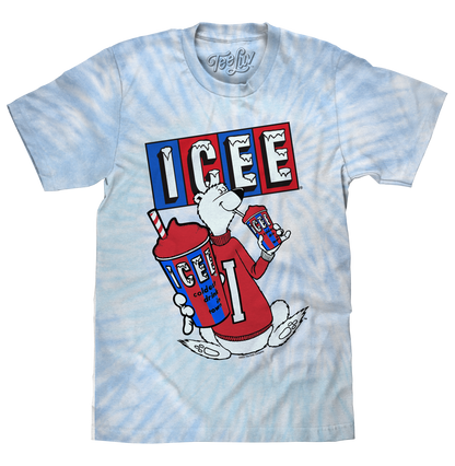 ICEE Polar Bear Tie Dye Mens T Shirt Officially Licensed Blue and Purple Tie Dye