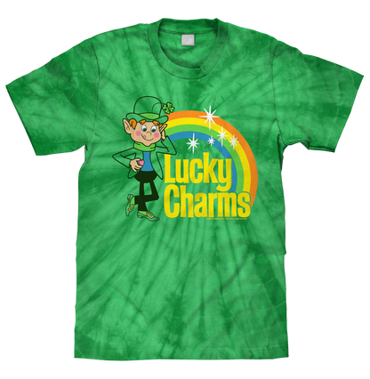 Lucky Charms Tie Dye Mens T Shirt Officially Licensed Kelly Green Tie Dye