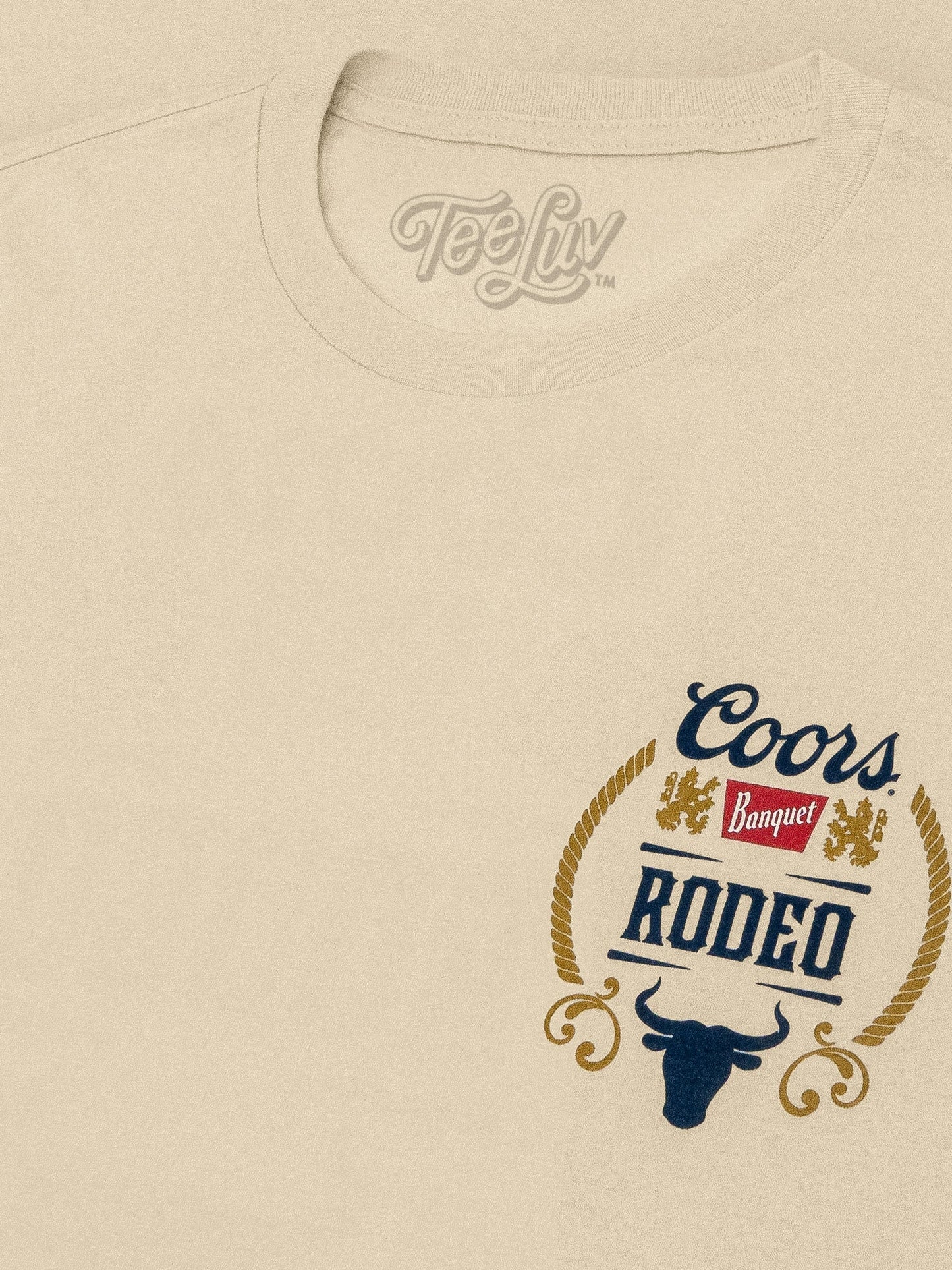 Coors Banquet Rodeo Bull Beer Front and Back Mens T Shirt Officially Licensed Brown Sugar