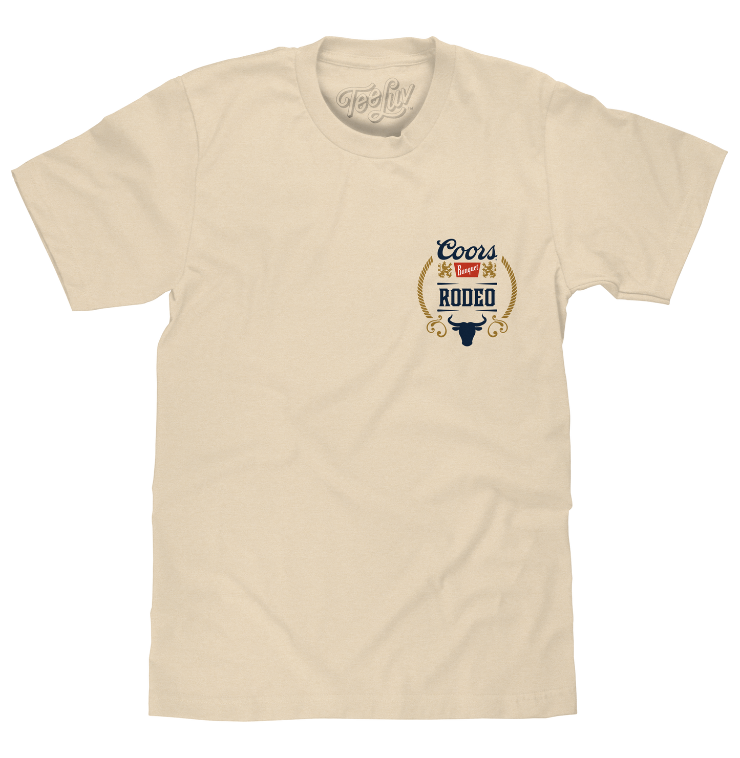 Coors Banquet Rodeo Bull Beer Front and Back Mens T Shirt Officially Licensed Brown Sugar