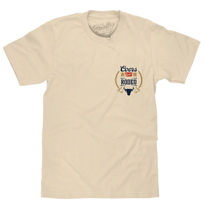 Coors Banquet Rodeo Bull Beer Front and Back Mens T Shirt Officially Licensed Brown Sugar