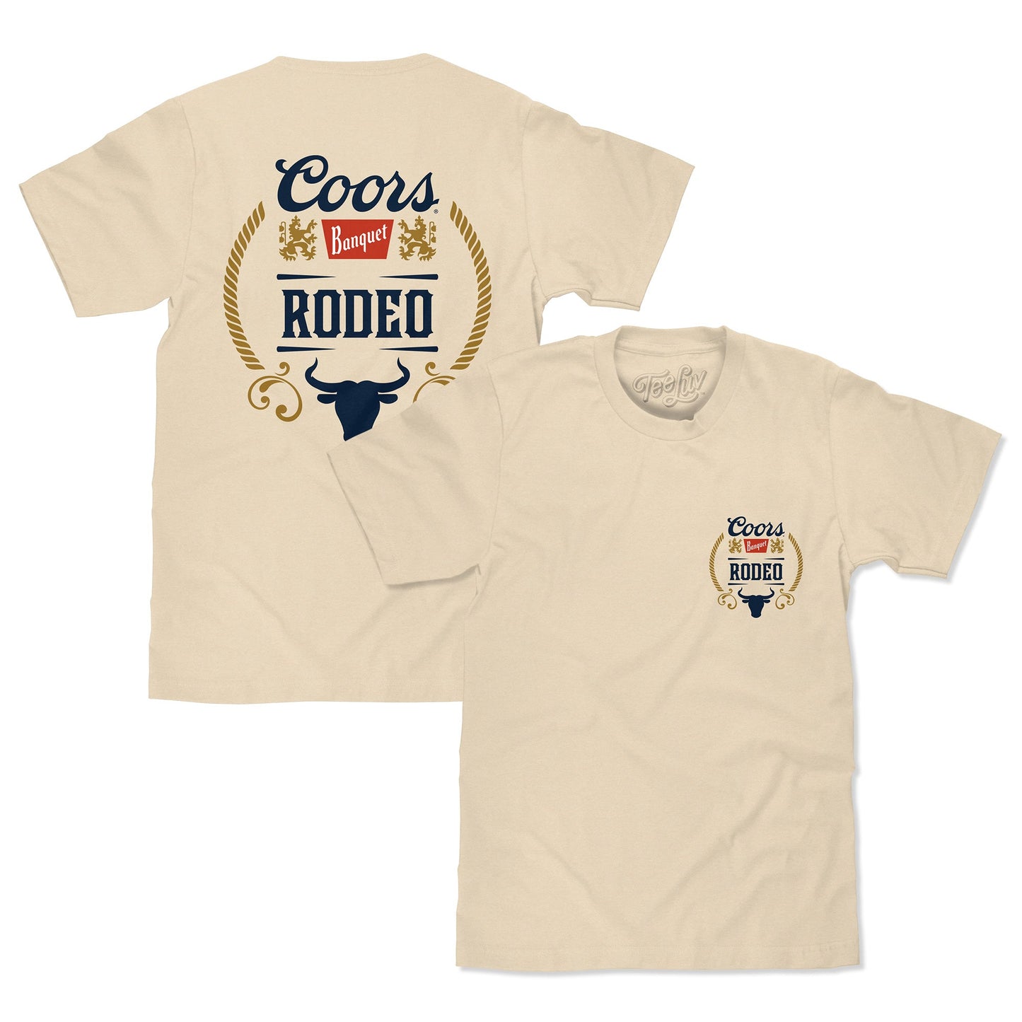 Coors Banquet Rodeo Bull Beer Front and Back Mens T Shirt Officially Licensed Brown Sugar
