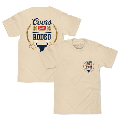Coors Banquet Rodeo Bull Beer Front and Back Mens T Shirt Officially Licensed Brown Sugar
