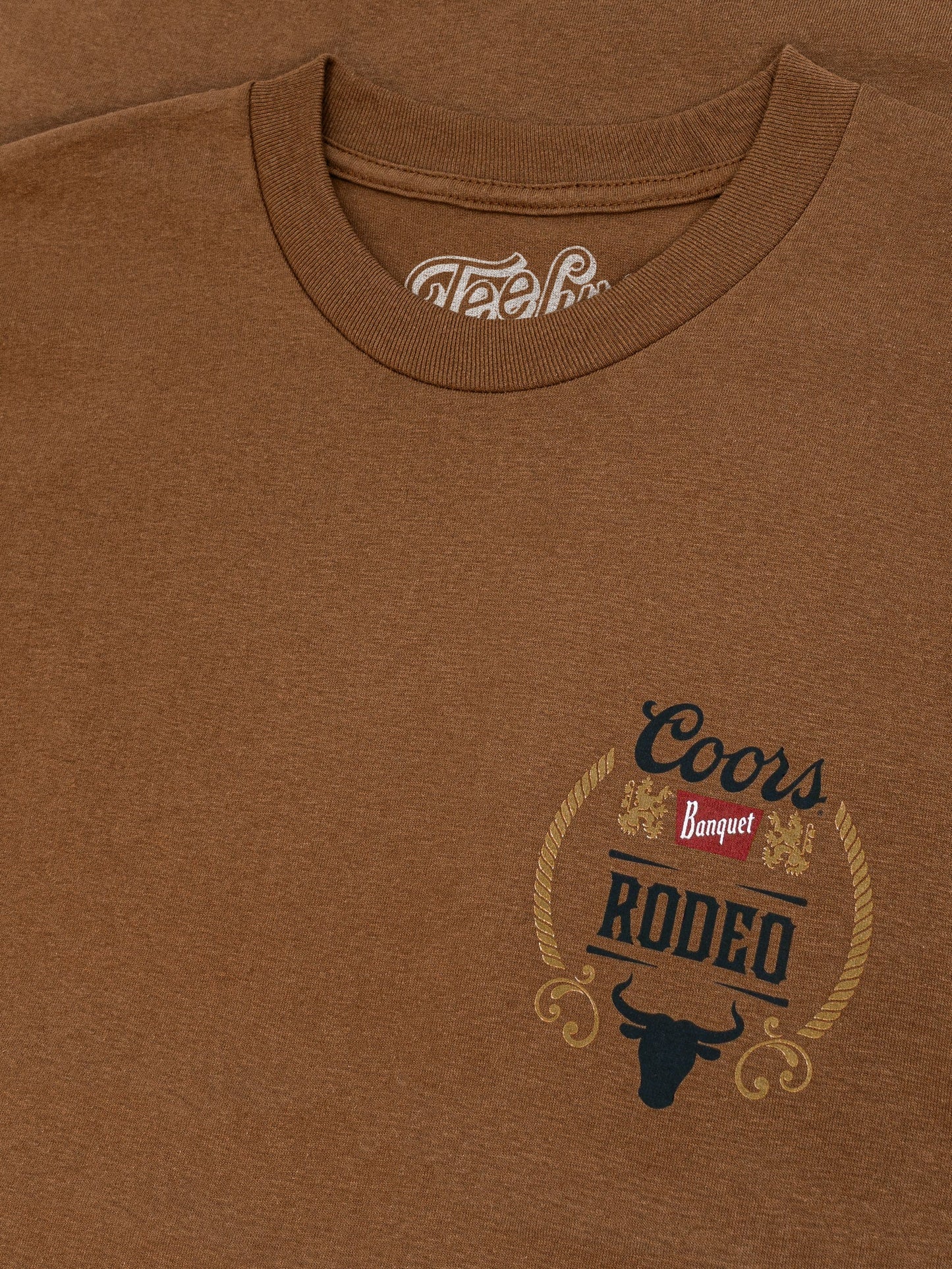 Coors Banquet Rodeo Bull Beer Front and Back Mens T Shirt Officially Licensed Brown Sugar