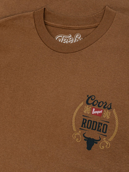 Coors Banquet Rodeo Bull Beer Front and Back Mens T Shirt Officially Licensed Brown Sugar