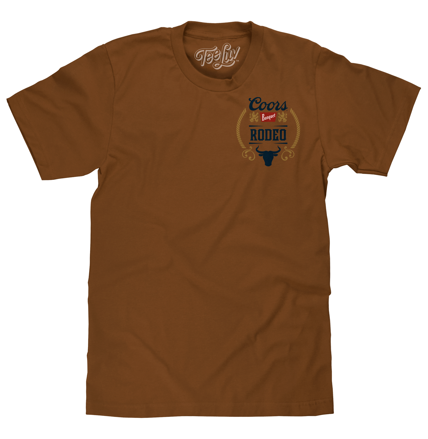Coors Banquet Rodeo Bull Beer Front and Back Mens T Shirt Officially Licensed Brown Sugar