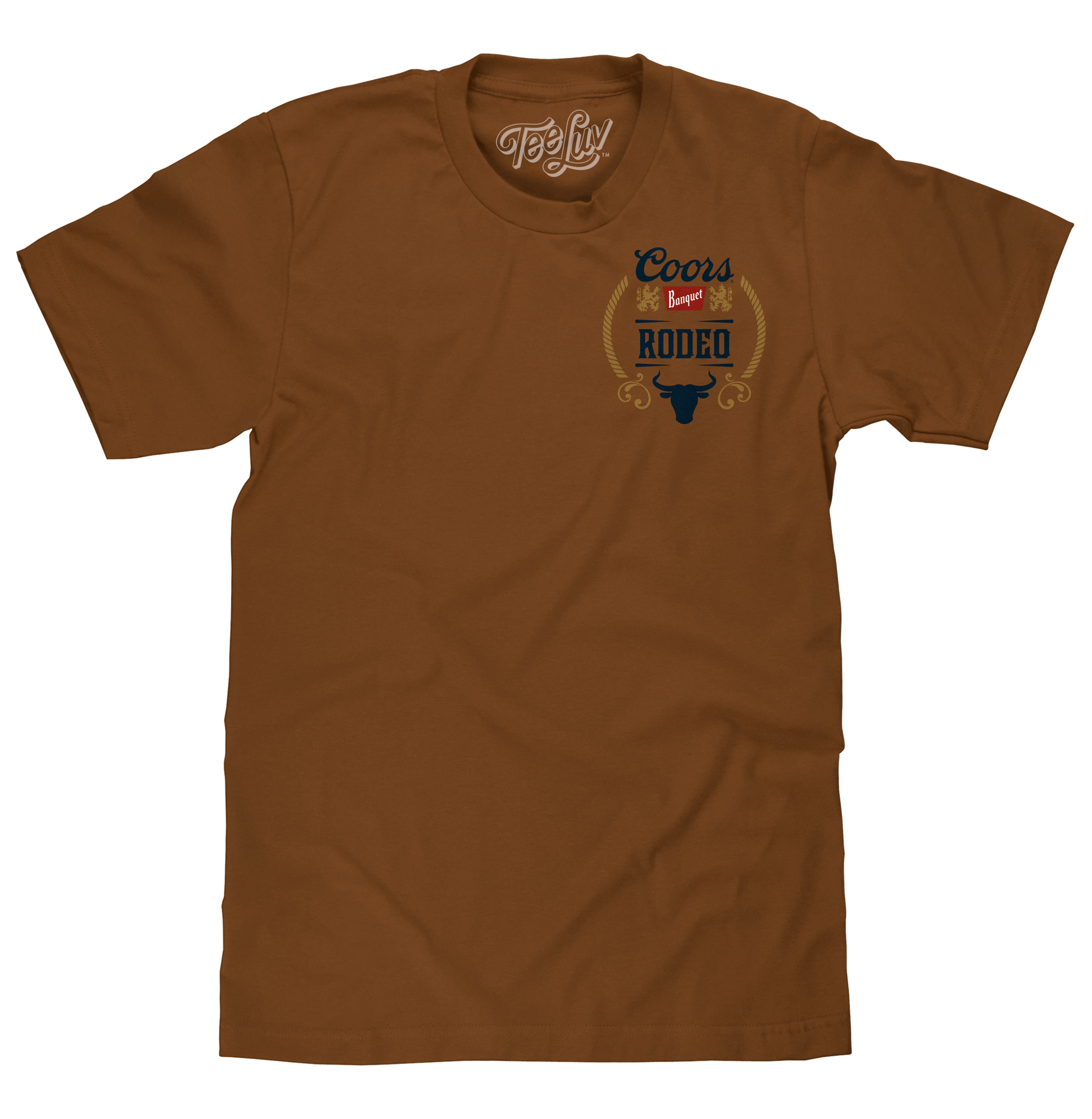 Coors Banquet Rodeo Bull Beer Front and Back Mens T Shirt Officially Licensed Brown Sugar