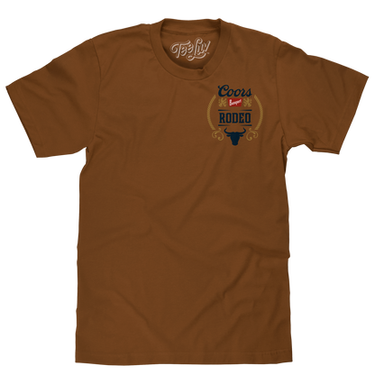 Coors Banquet Rodeo Bull Beer Front and Back Mens T Shirt Officially Licensed Brown Sugar