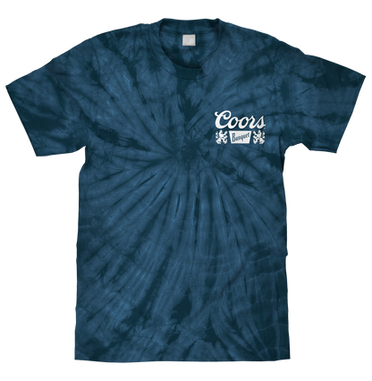Coors Banquet Beer Logo Mens T Shirt Officially Licensed Navy Spider Tie Dye