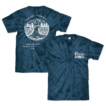 Coors Banquet Beer Logo Mens T Shirt Officially Licensed Navy Spider Tie Dye