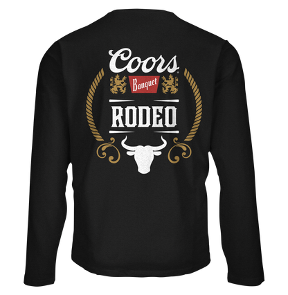 Coors Banquet Beer Rodeo Bull Double Sided Long Sleeve T Shirt Officially Licensed - Black