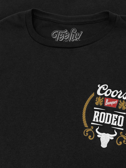 Coors Banquet Beer Rodeo Bull Double Sided Long Sleeve T Shirt Officially Licensed - Black