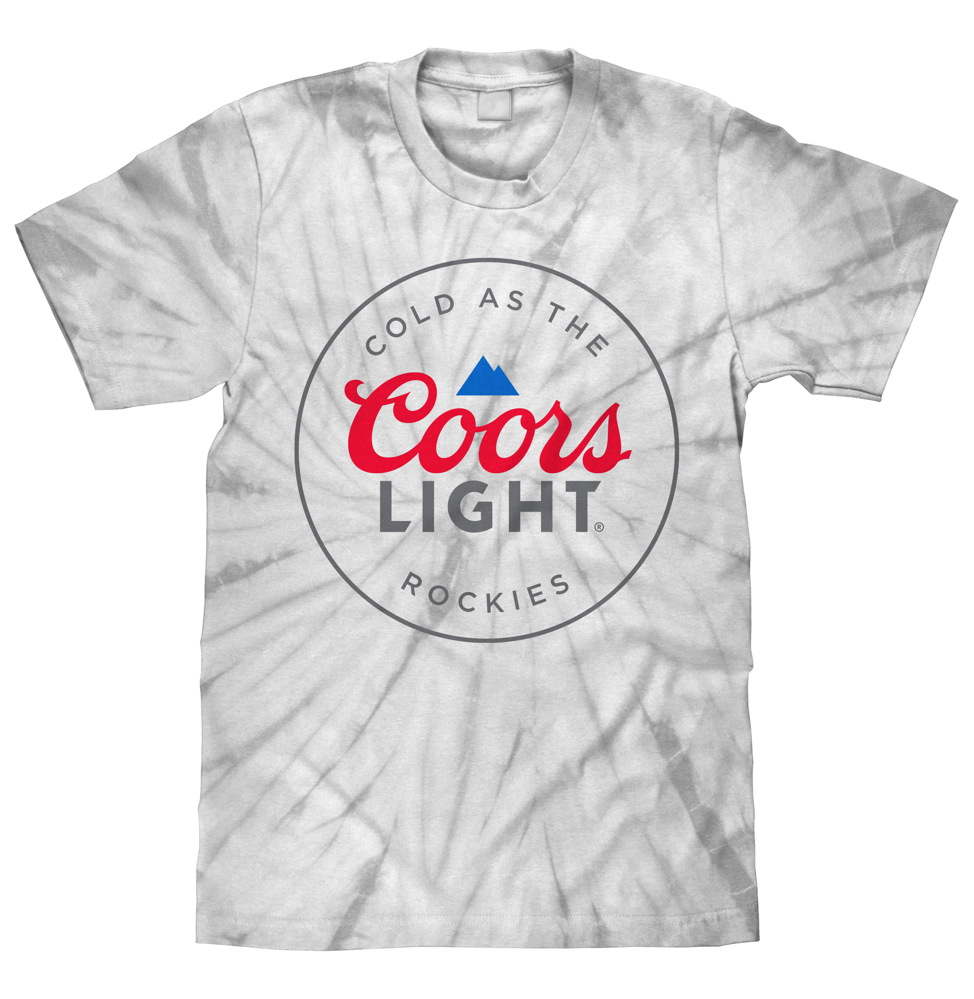 Coors Light Cold as the Rockies Tie Dye Mens T Shirt Officially Licensed Silver Spider Tie Dye