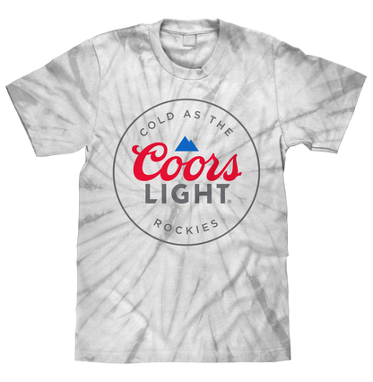 Coors Light Cold as the Rockies Tie Dye Mens T Shirt Officially Licensed Silver Spider Tie Dye