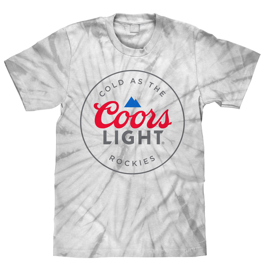 Coors Light Cold as the Rockies Tie Dye Mens T Shirt Officially Licensed Silver Spider Tie Dye
