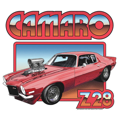 70s Chevrolet Camaro Z28 Ringer Mens T Shirt Officially Licensed White/Red