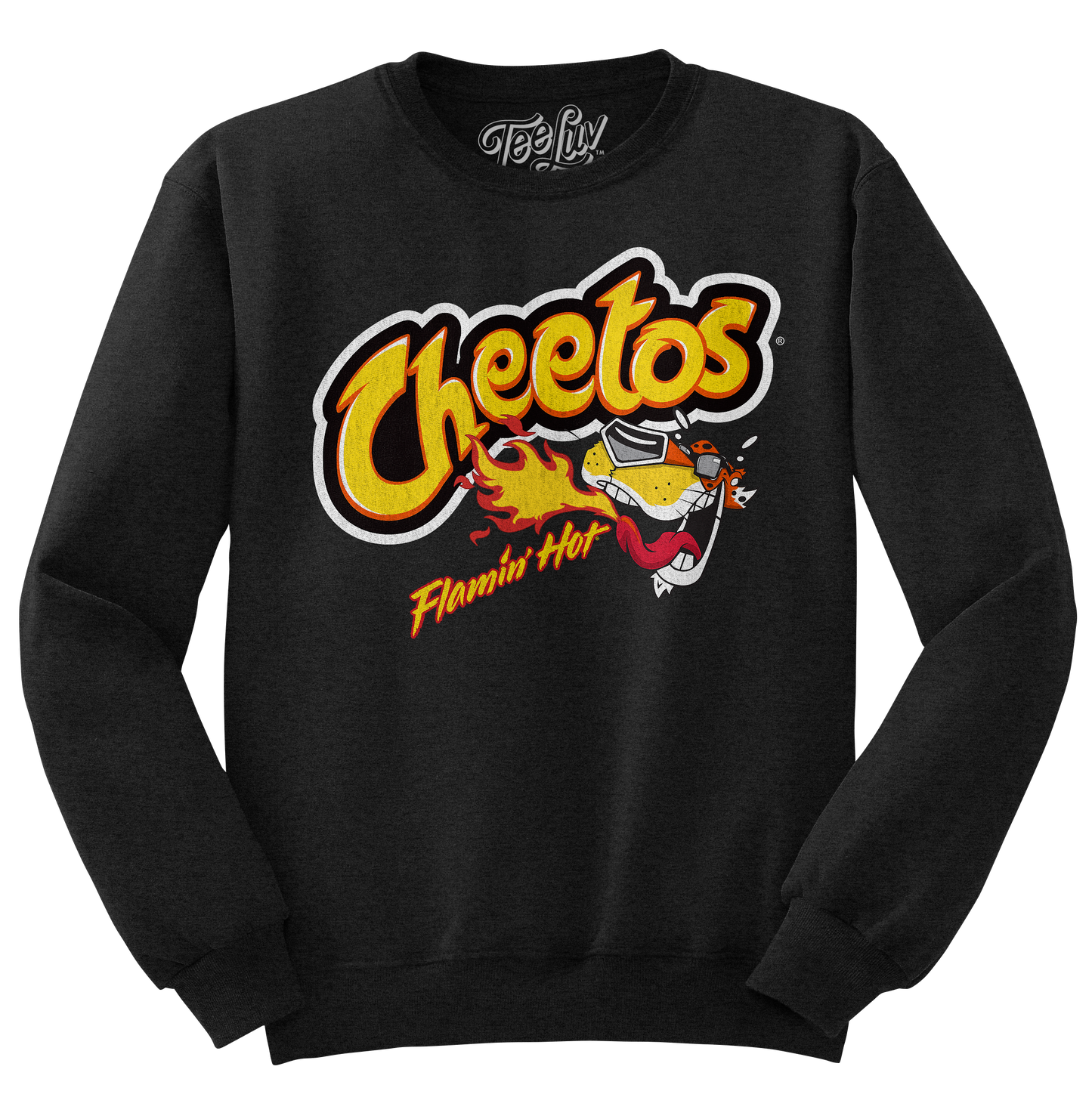 Flamin' Hot Cheetos Faded Logo Crewneck Sweatshirt Officially Licensed - Black