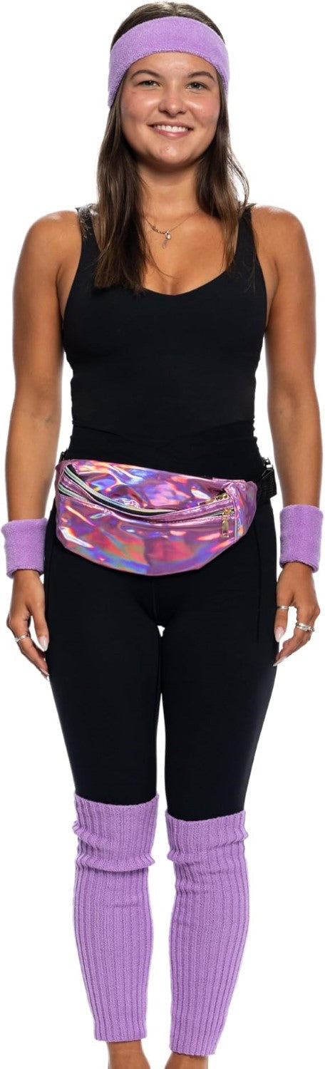 80's Retro Style Women's Aerobics Halloween Costume Cosplay Accessory Set