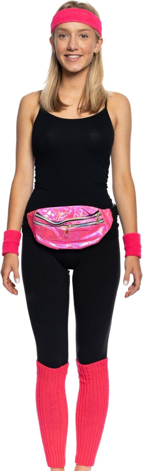 80's Retro Style Women's Aerobics Halloween Costume Cosplay Accessory Set