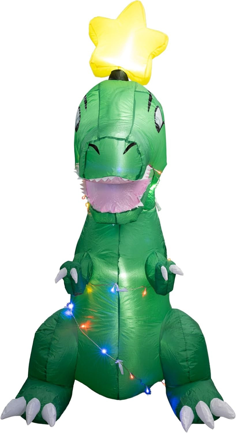 T-Rex Dino Funny Indoor/Outdoor Inflatable Light Up Xmas Season Yard Decoration