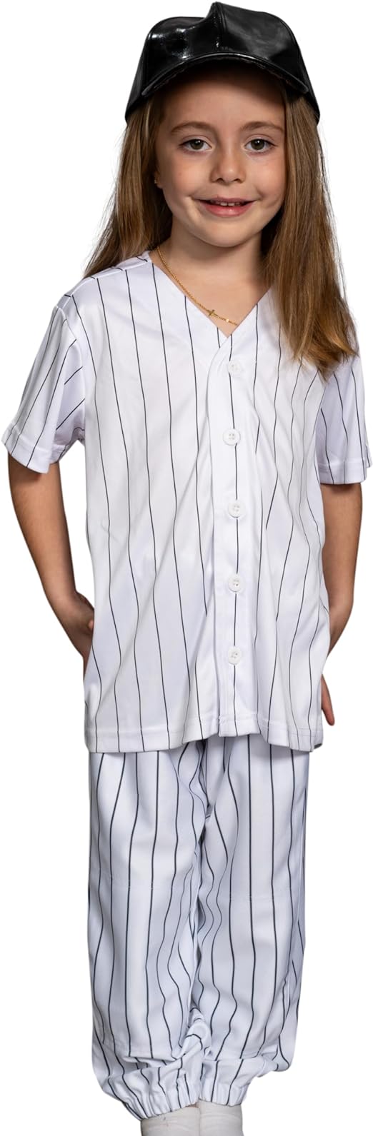 Warriors Baseball Team Pinstriped Jersey Pants and Hat Kids